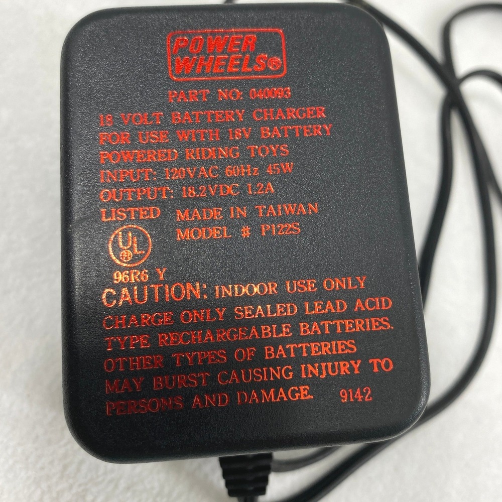 Genuine Power Wheels 18 Volt Battery Charger Model P122S for Riding Toys